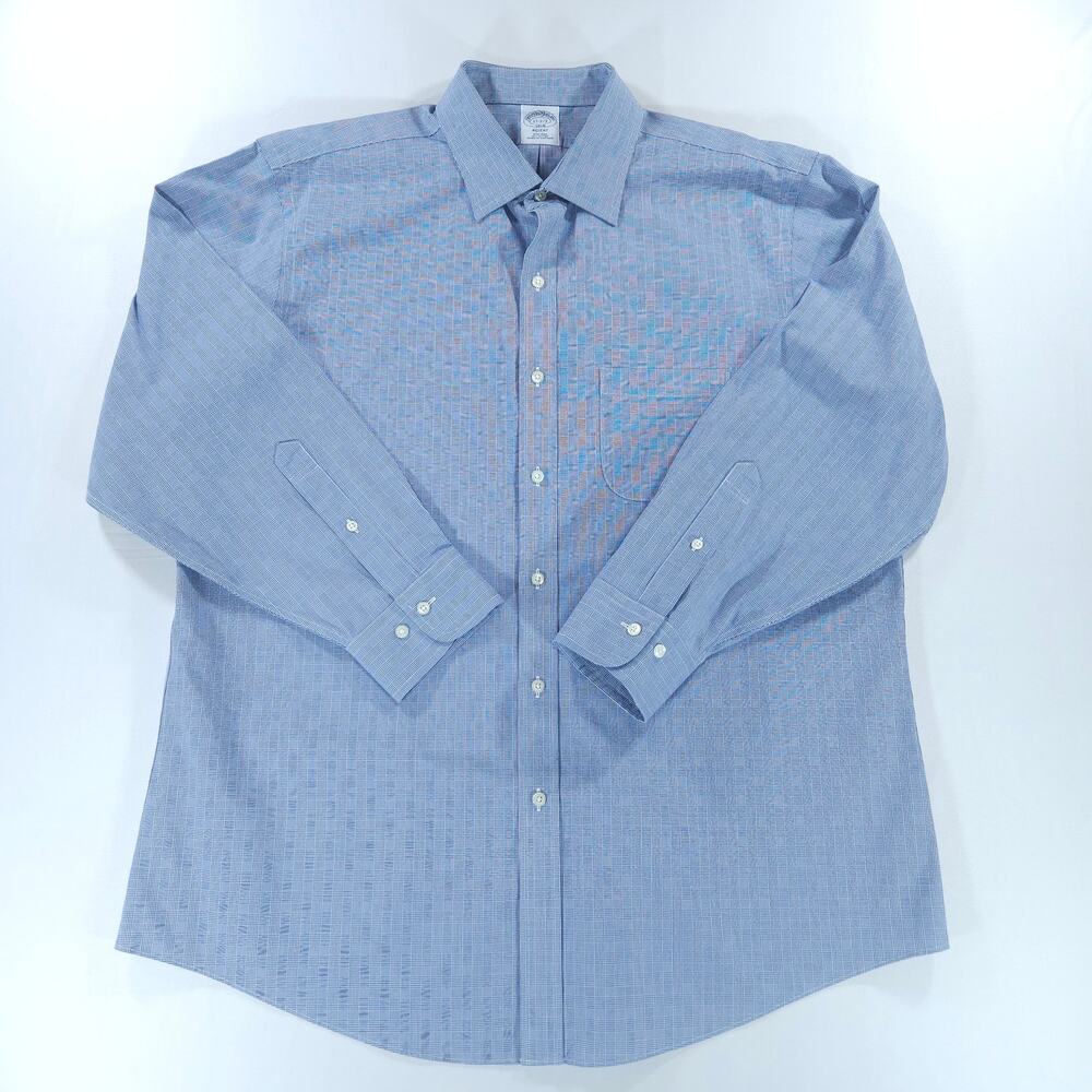 Brooks Brothers 1818 Regent Non-Iron Cotton Glen Plaid Dress Shirt Mens 17 32 33
